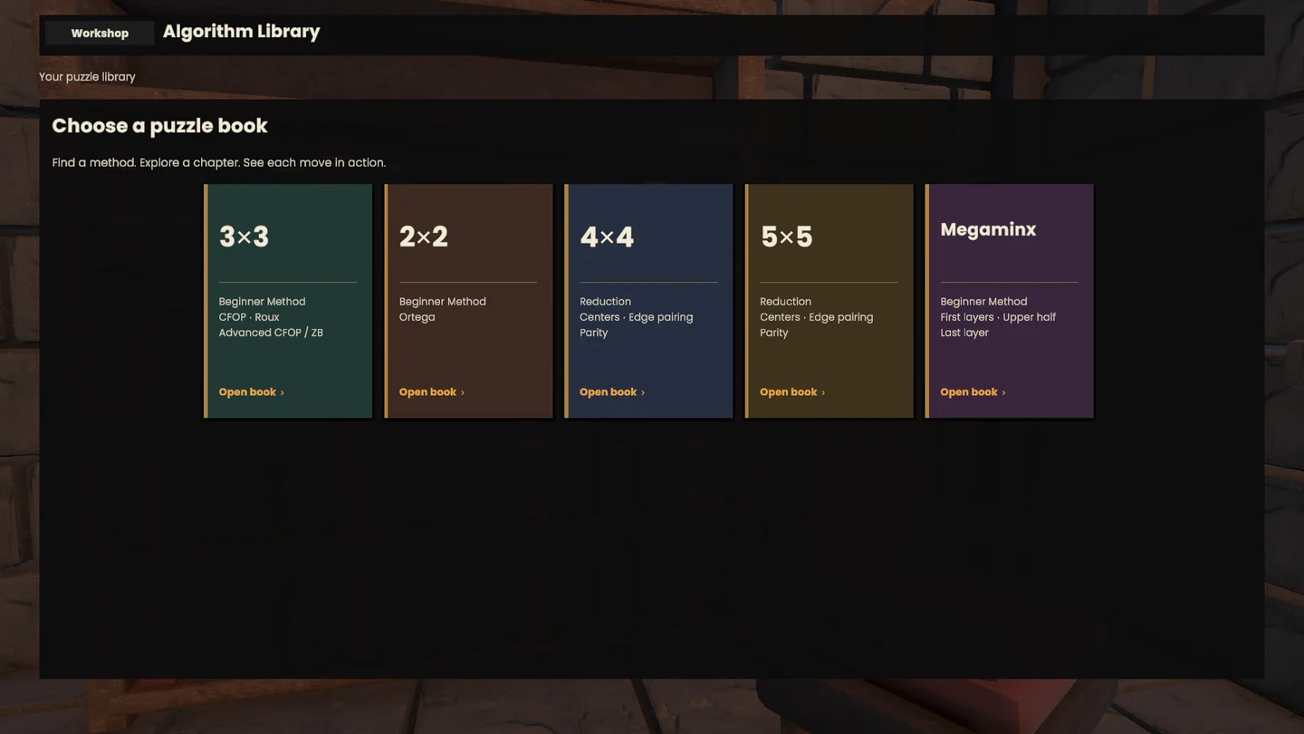 The in-game Library with a dedicated 2×2 book alongside four other puzzle books